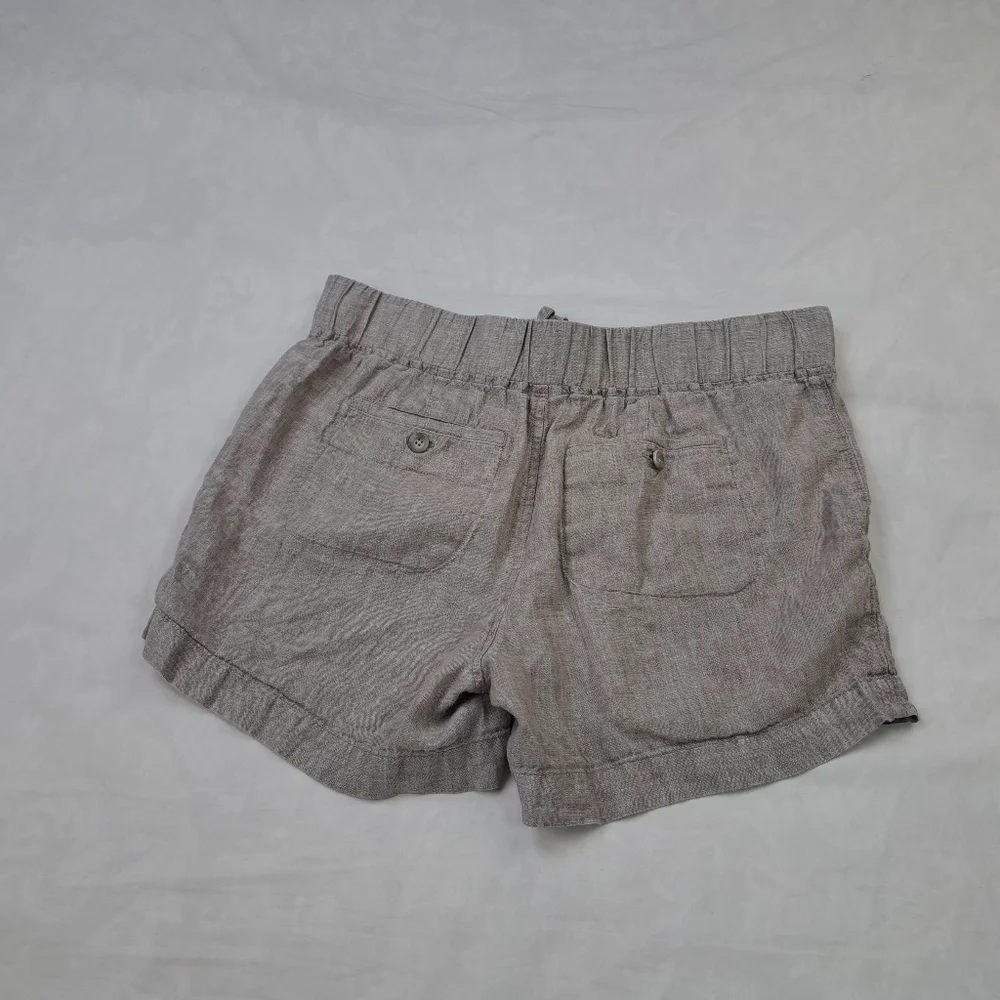 Athleta Linen Shorts Women's‎ Drawstring Waist Pockets Gray Size 10